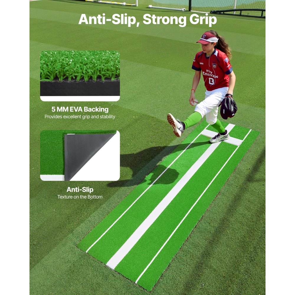 GPB1003 - Non-Slip 10' x 3' Softball Pitching Mat for Indoor/Outdoor Use