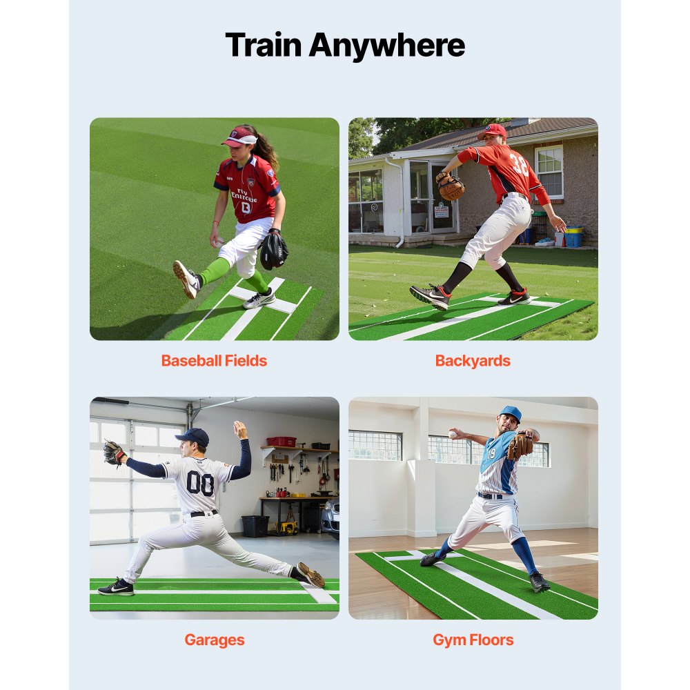 GPB1003 - Non-Slip 10' x 3' Softball Pitching Mat for Indoor/Outdoor Use