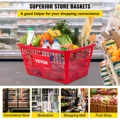 Store Baskets Red - Set of 12 Durable Shopping Baskets, 16.9" x 11.8"