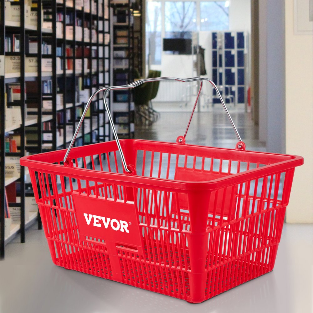 Store Baskets Red - Set of 12 Durable Shopping Baskets, 16.9" x 11.8"