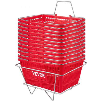 Store Baskets Red - Set of 12 Durable Shopping Baskets, 16.9" x 11.8"