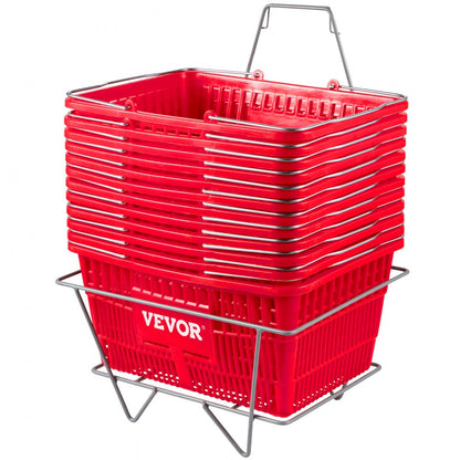 Store Baskets Red - Set of 12 Durable Shopping Baskets, 16.9" x 11.8"