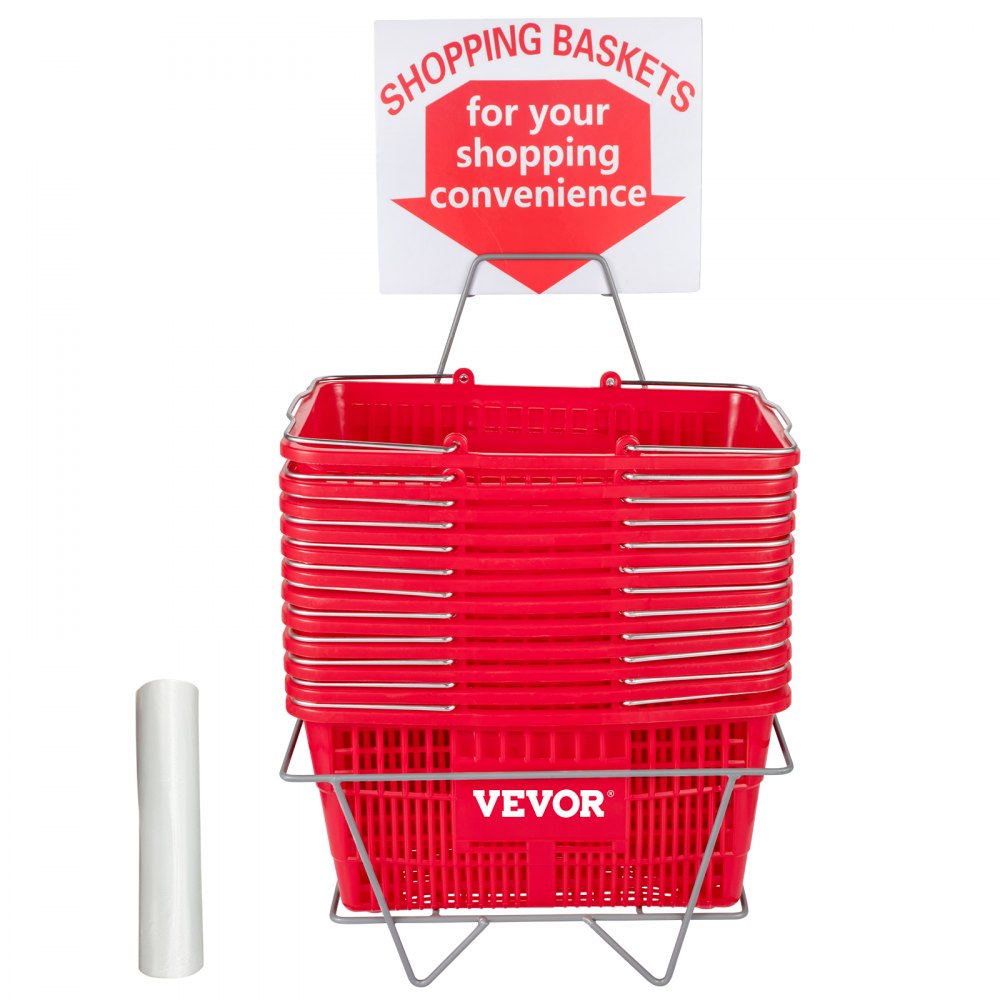 Store Baskets Red - Set of 12 Durable Shopping Baskets, 16.9" x 11.8"