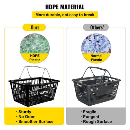 Store Baskets Black - Durable 21L Shopping Baskets, 16.9"x11.8"x8.07"