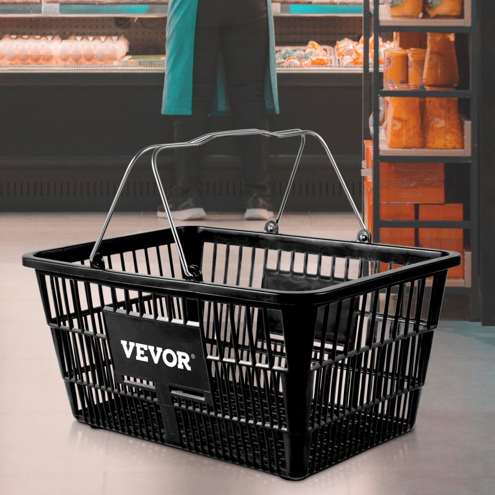 Store Baskets Black - Durable 21L Shopping Baskets, 16.9"x11.8"x8.07"