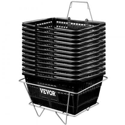 Store Baskets Black - Durable 21L Shopping Baskets, 16.9"x11.8"x8.07"