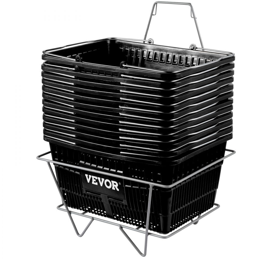 Store Baskets Black - Durable 21L Shopping Baskets, 16.9"x11.8"x8.07"