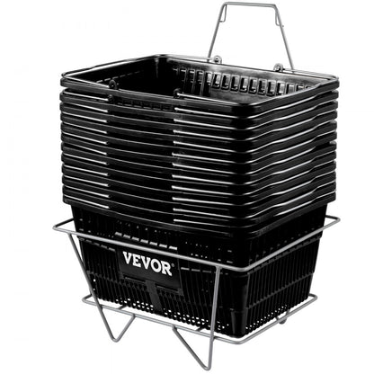 Store Baskets Black - Durable 21L Shopping Baskets, 16.9"x11.8"x8.07"