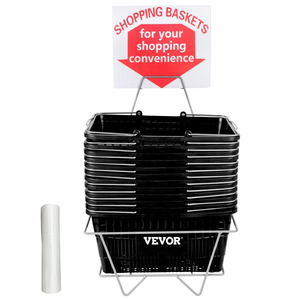 Store Baskets Black - Durable 21L Shopping Baskets, 16.9"x11.8"x8.07"