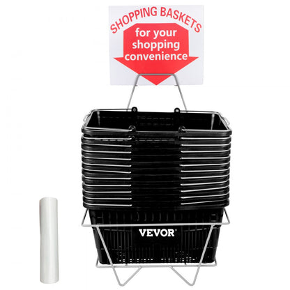 Store Baskets Black - Durable 21L Shopping Baskets, 16.9"x11.8"x8.07"