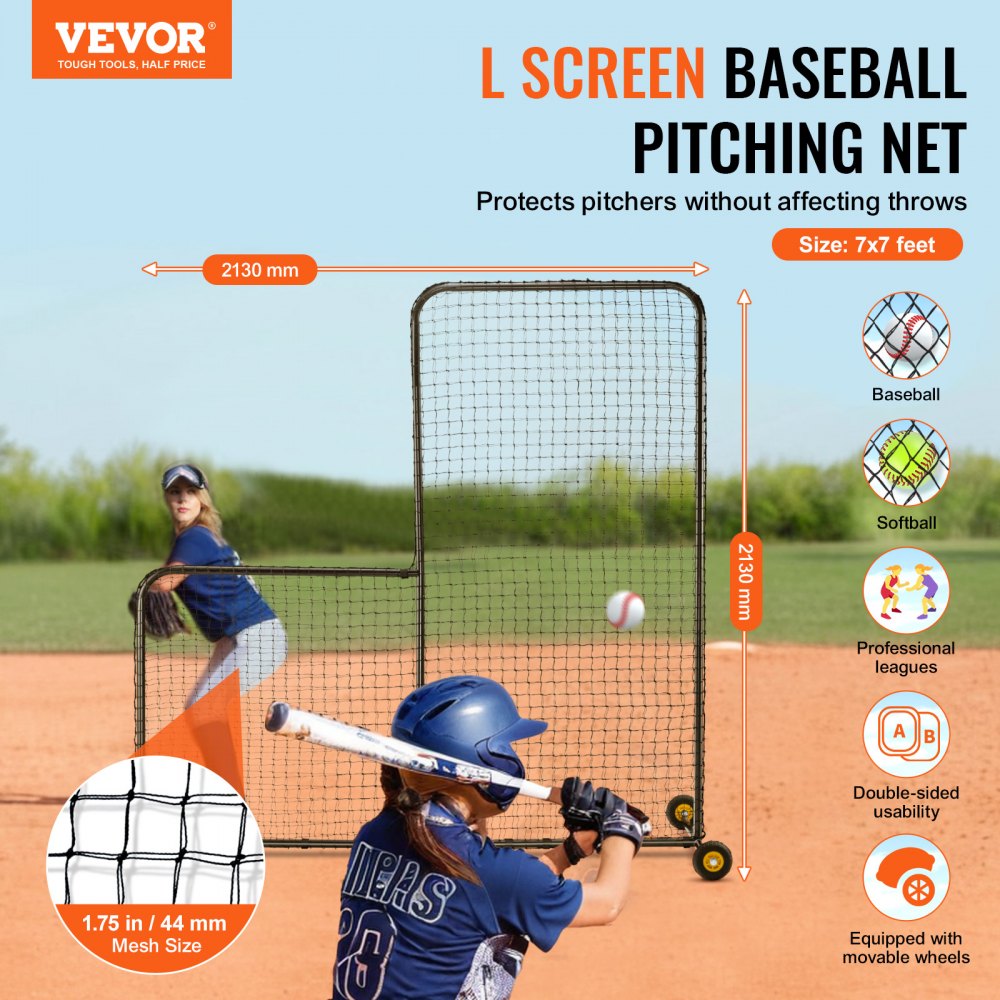 XH-SH-7X7-L - 7x7 ft VEVOR L Screen for Baseball Practice Safety