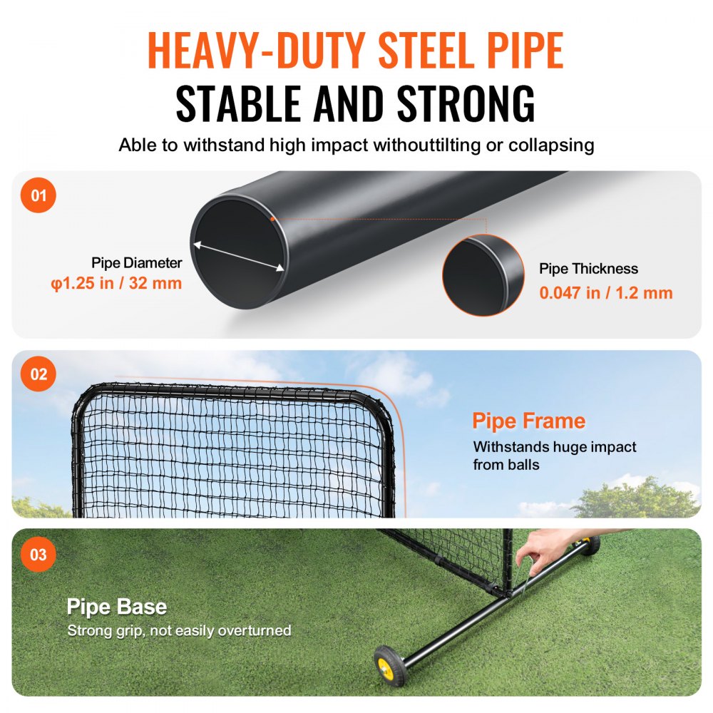 XH-SH-7X7-L - 7x7 ft VEVOR L Screen for Baseball Practice Safety