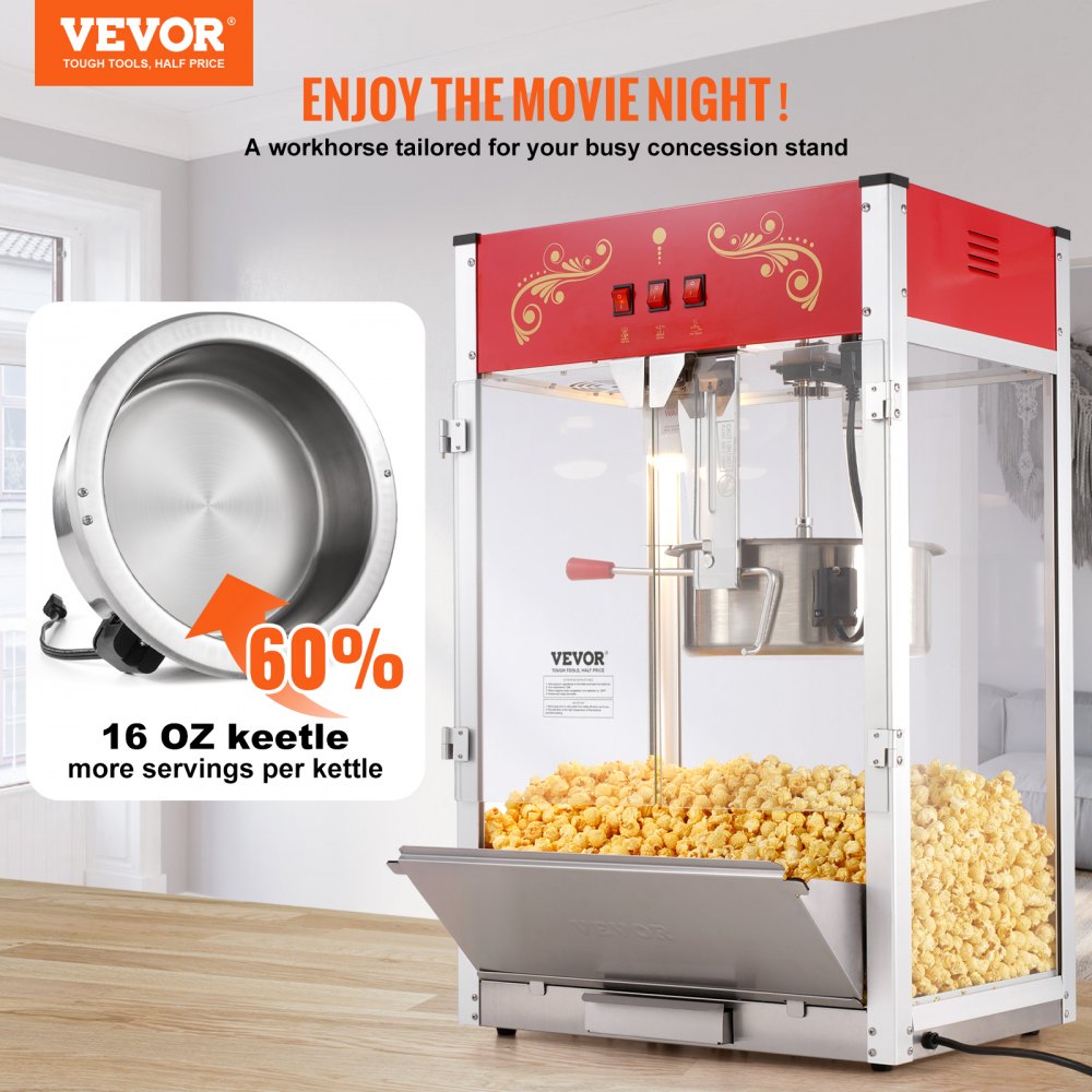 RC-8238 - 16 oz LED Popcorn Machine for Movie Nights