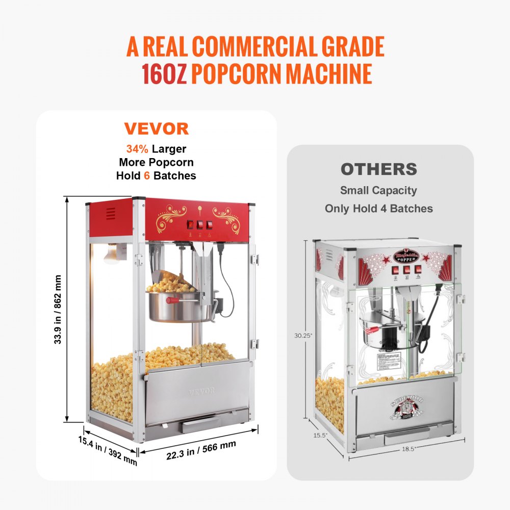 RC-8238 - 16 oz LED Popcorn Machine for Movie Nights