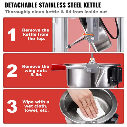 NP08001SE - 8 Oz Countertop Popcorn Maker with LED Light and Easy Clean Design