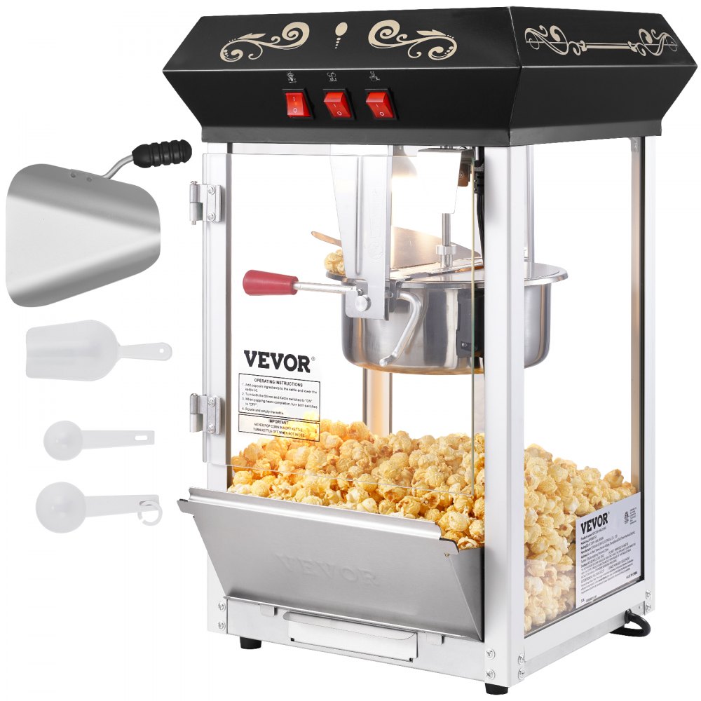 NP08001SE - 8 Oz Countertop Popcorn Maker with LED Light and Easy Clean Design