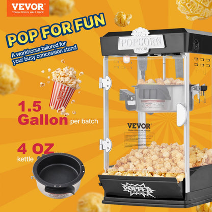 6077 - 4 oz LED Popcorn Popper with Warming Tray for Movie Nights