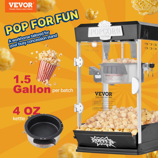 6077 - 4 oz LED Popcorn Popper with Warming Tray for Movie Nights