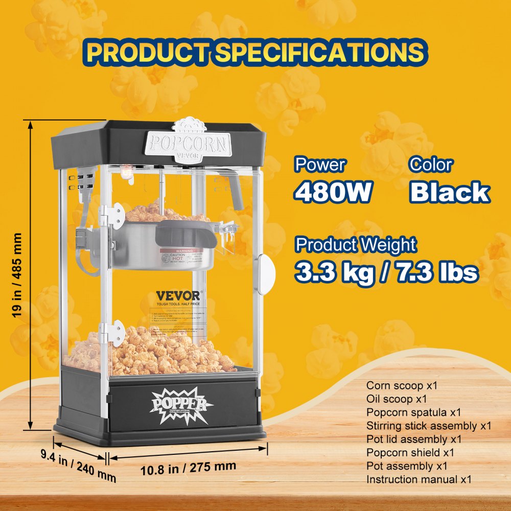 6077 - 4 oz LED Popcorn Popper with Warming Tray for Movie Nights