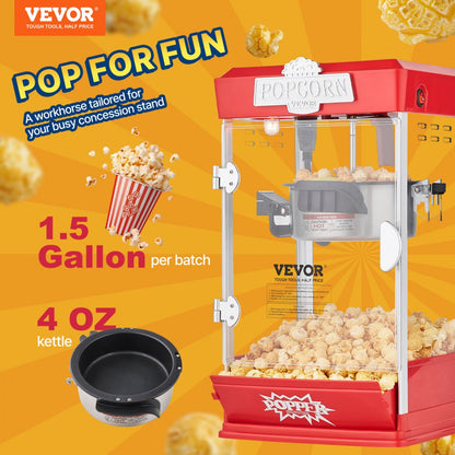 6077 - 4 oz LED Popcorn Popper Machine for Movie Nights