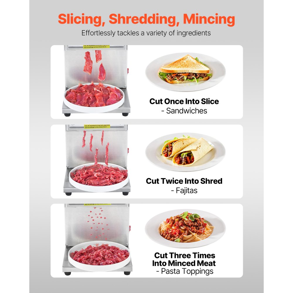 SJY-DQ90 - 850W Stainless Blade Meat Cutter with 5mm Slice & Easy Use