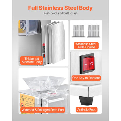 SJY-DQ90 - 850W Stainless Blade Meat Cutter with 5mm Slice & Easy Use
