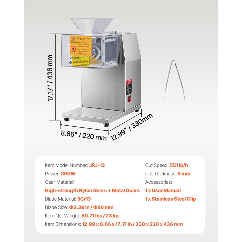 SJY-DQ90 - 850W Stainless Blade Meat Cutter with 5mm Slice & Easy Use