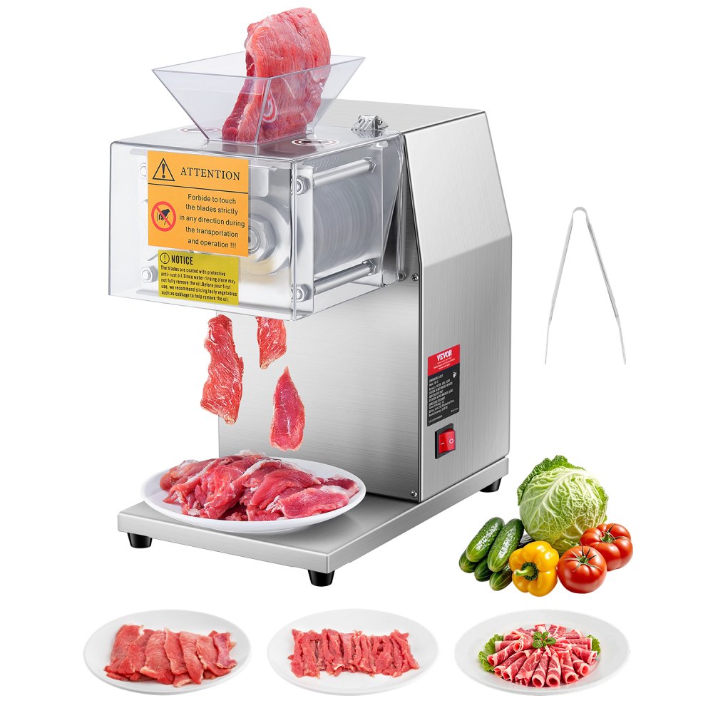 SJY-DQ90 - 850W Stainless Blade Meat Cutter with 5mm Slice & Easy Use