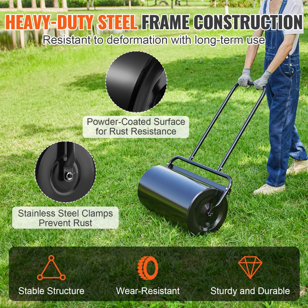 LR48-SYT - 46L VEVOR Lawn Roller, Easy Push Design for Healthy Grass Growth
