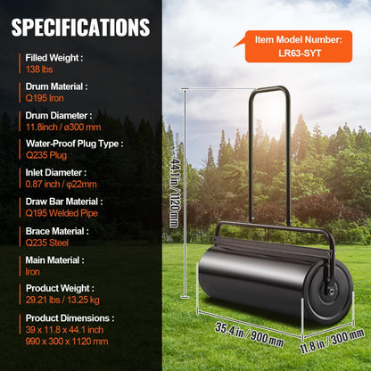 LR63-SYT - 17-Gallon VEVOR Lawn Roller with Ergonomic Handle