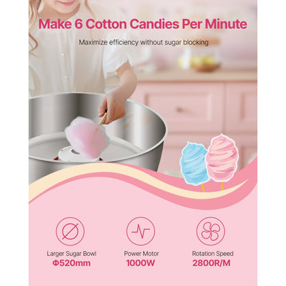 MHTJJPZYO1-S - 1000W Cotton Candy Machine for Effortless Party Treats