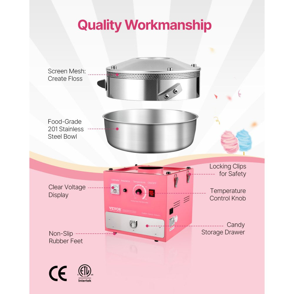 MHTJJPZYO1-S - 1000W Cotton Candy Machine for Effortless Party Treats