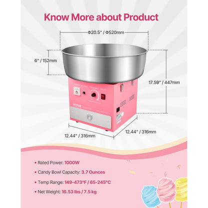MHTJJPZYO1-S - 1000W Cotton Candy Machine for Effortless Party Treats