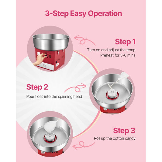 MHTJJPZYO1-S - 1000W Cotton Candy Machine for Events, 6 Cotton Candies/Min