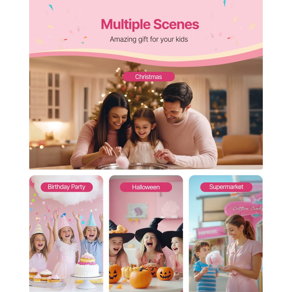 MHTJJPZYO1-S - 1000W Cotton Candy Machine for Events, 6 Cotton Candies/Min