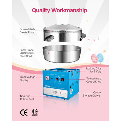 MHTJJPZYO1-S - 1000W Cotton Candy Machine for Effortless Party Treats