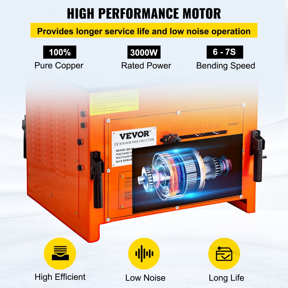 RB-32 - 3000W Rebar Bender, 0.24''-1.26'' Diameter, 180° Flexion Angle