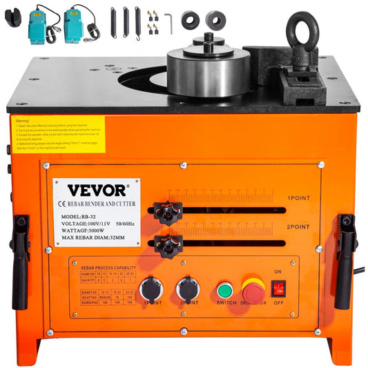 RB-32 - 3000W Rebar Bender, 0.24''-1.26'' Diameter, 180° Flexion Angle