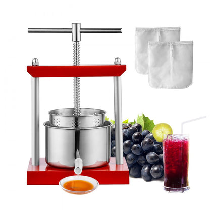 YZQ-2L - Compact Stainless Steel Manual Fruit Wine Press for Home Brewing