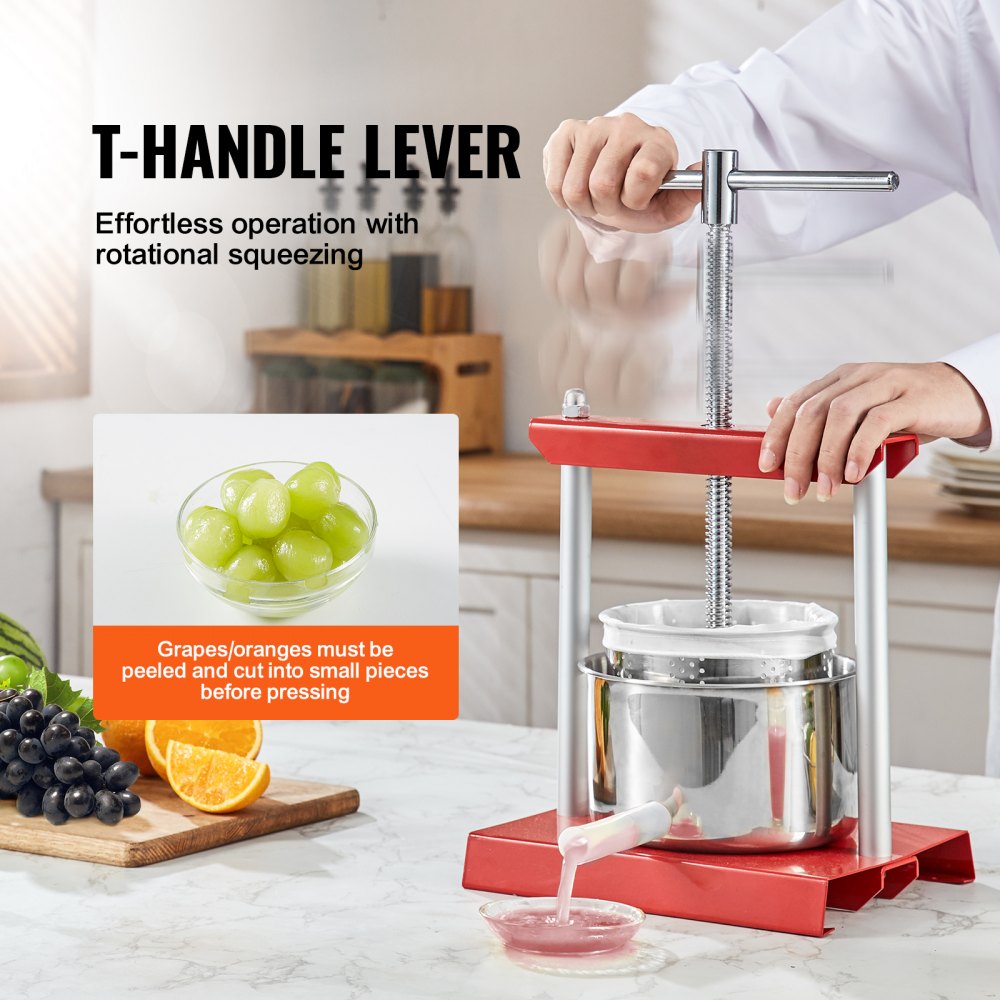 YZQ-3L - Stainless Steel 3L Fruit Wine Press for Juicing & Cider