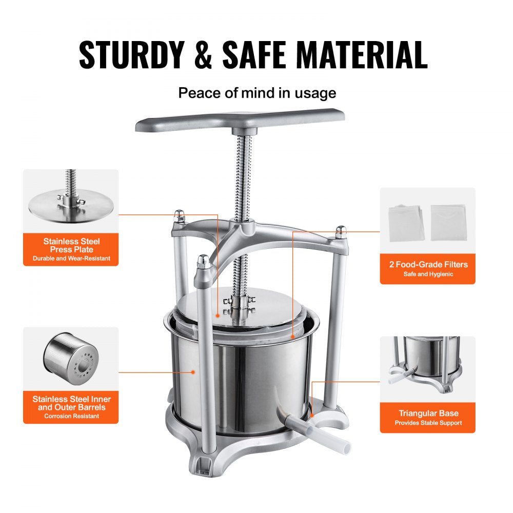 YZQ-6A - Durable Stainless Steel Fruit & Vegetable Wine Press for Easy Juice Extraction