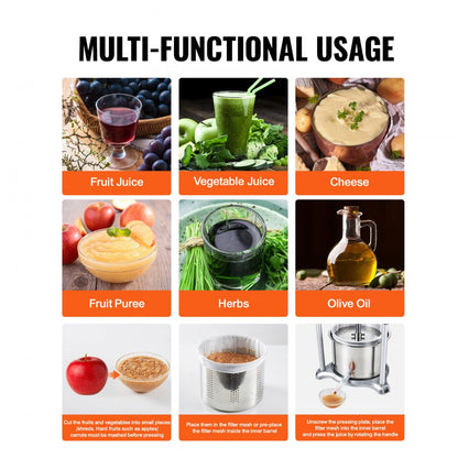 YZQ-6A - Durable Stainless Steel Fruit & Vegetable Wine Press for Easy Juice Extraction