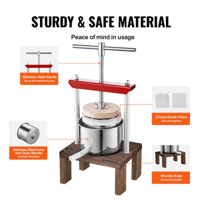 YZQ-2L - Compact 2L Fruit Wine Press for Home Juicing