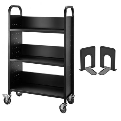 010819824749 - Heavy-Duty Steel Book Cart, 30"x14"x49", Ideal for Libraries and Schools
