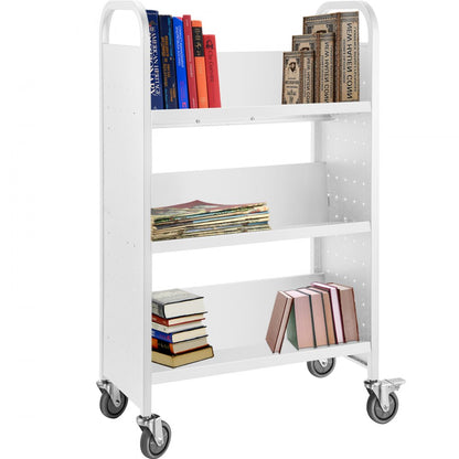 010876211606 - Heavy-Duty V-Shaped Book Cart with 200 lbs Capacity
