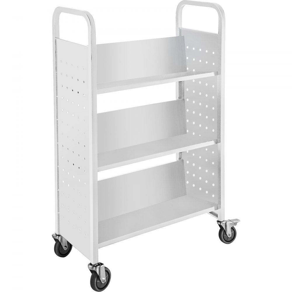 010876211606 - Heavy-Duty V-Shaped Book Cart with 200 lbs Capacity
