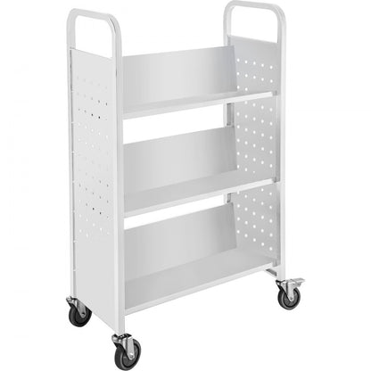 010876211606 - Heavy-Duty V-Shaped Book Cart with 200 lbs Capacity