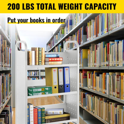 010876211606 - Heavy-Duty V-Shaped Book Cart with 200 lbs Capacity