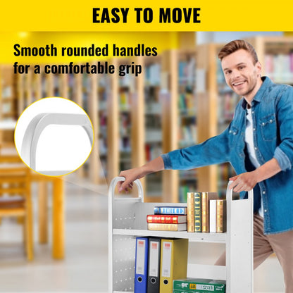 010876211606 - Heavy-Duty V-Shaped Book Cart with 200 lbs Capacity