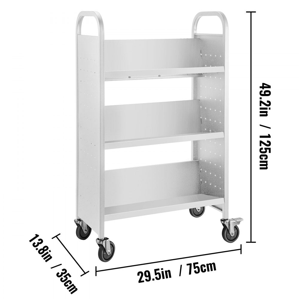 010876211606 - Heavy-Duty V-Shaped Book Cart with 200 lbs Capacity
